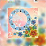 Blue clock on a yellow-pink background - XB CH-002