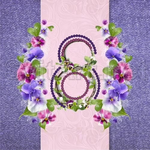 Eighth March on a violet background - M-044