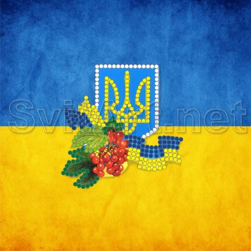 Stema Ucrainei pe fundalul unui steag - M-031