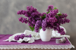 White vase with lilacs - F-256