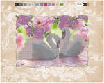 A pair of white swans and flowers -  F-164