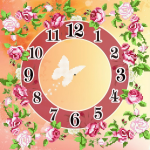 Pink flower clock with butterfly - CH-003
