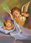 Îngerul cu o lampă lângă copil - A-225