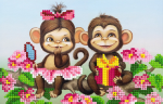Two monkeys among the flowers - SI-621