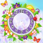 Ceas purpuriu cu flori și fluturi - CH-006