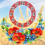 Clock with poppies against the background of a wheat field - CH-007