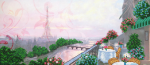 Balcony overlooking the Eiffel Tower - A-122a