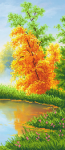 Golden tree by the pond - A-144