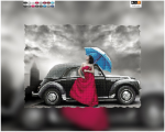 Woman in dress and car -  F-025