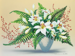 Bouquet of white spring flowers with ferns - A-198