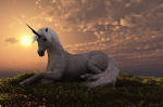 Unicorn on a background sunset - F-024