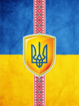 Shield with the coat of arms of Ukraine over the flag - M-032