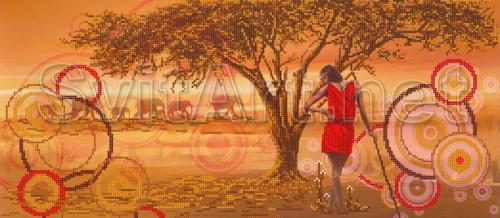 Girl in red near a tree - A-279