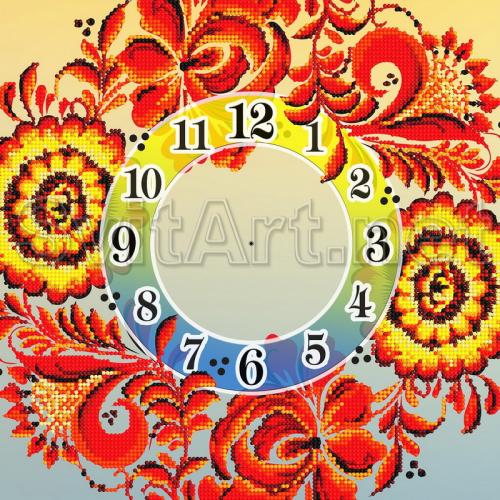 Yellow-blue clock with a pattern - CH-005
