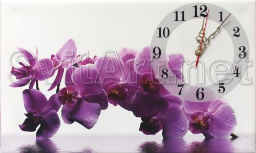 Clock on the background of lilac orchids - CH F-046c