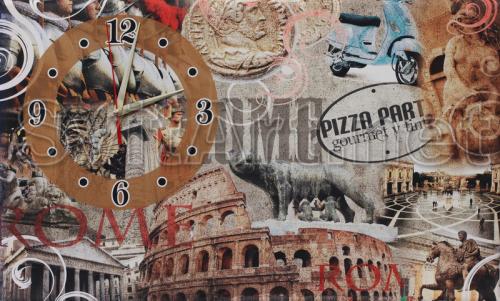 A clock with a brown border on the background of the Colosseum - CH F-063