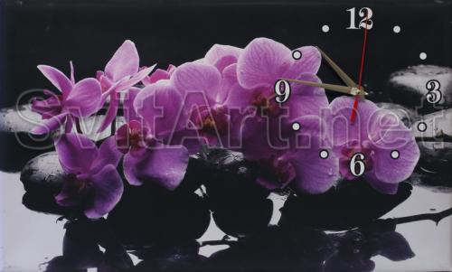 Clock against the background of floating orchids - CH F-046