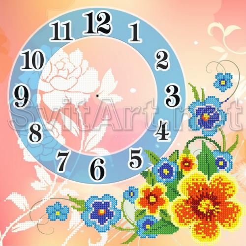 Blue floral clock - CH-002