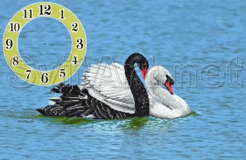 A pair of swans with a clock - FV-198b