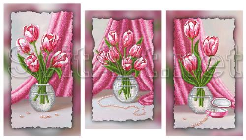 Pink curtains and tulips - XB MVSI-508