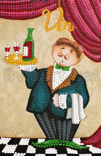 Waiter with wine on the tray - SI-280a