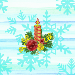 Candle and decorated spruce - M-026