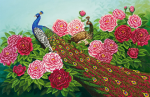 Peacock among flowers - SI-698