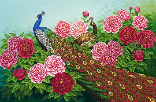 Peacock among flowers - SI-698