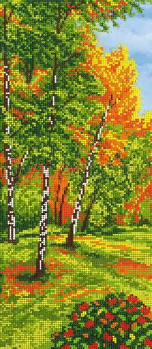 A bush of flowers in a birch forest - A-142a