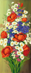 Fresh bouquet with sunflowers lilac and camomiles - A-172
