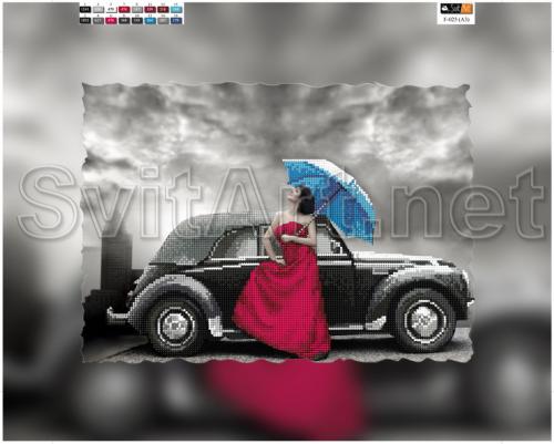 Woman in dress and car - �� F-025