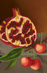 Halves of pomegranate and sweet cherry - SI-180a